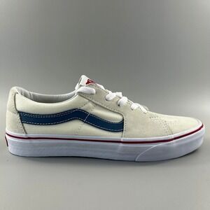 Vans Sk8-Low Women Size 9 Off White Navy Suede Canvas Skate Shoes NEW